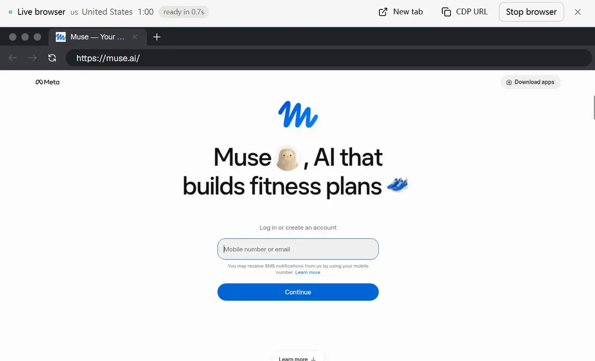 muse.ai 注册入口页面