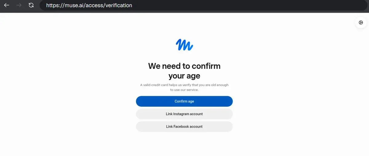 年龄验证方式:Instagram、Facebook 或信用卡
